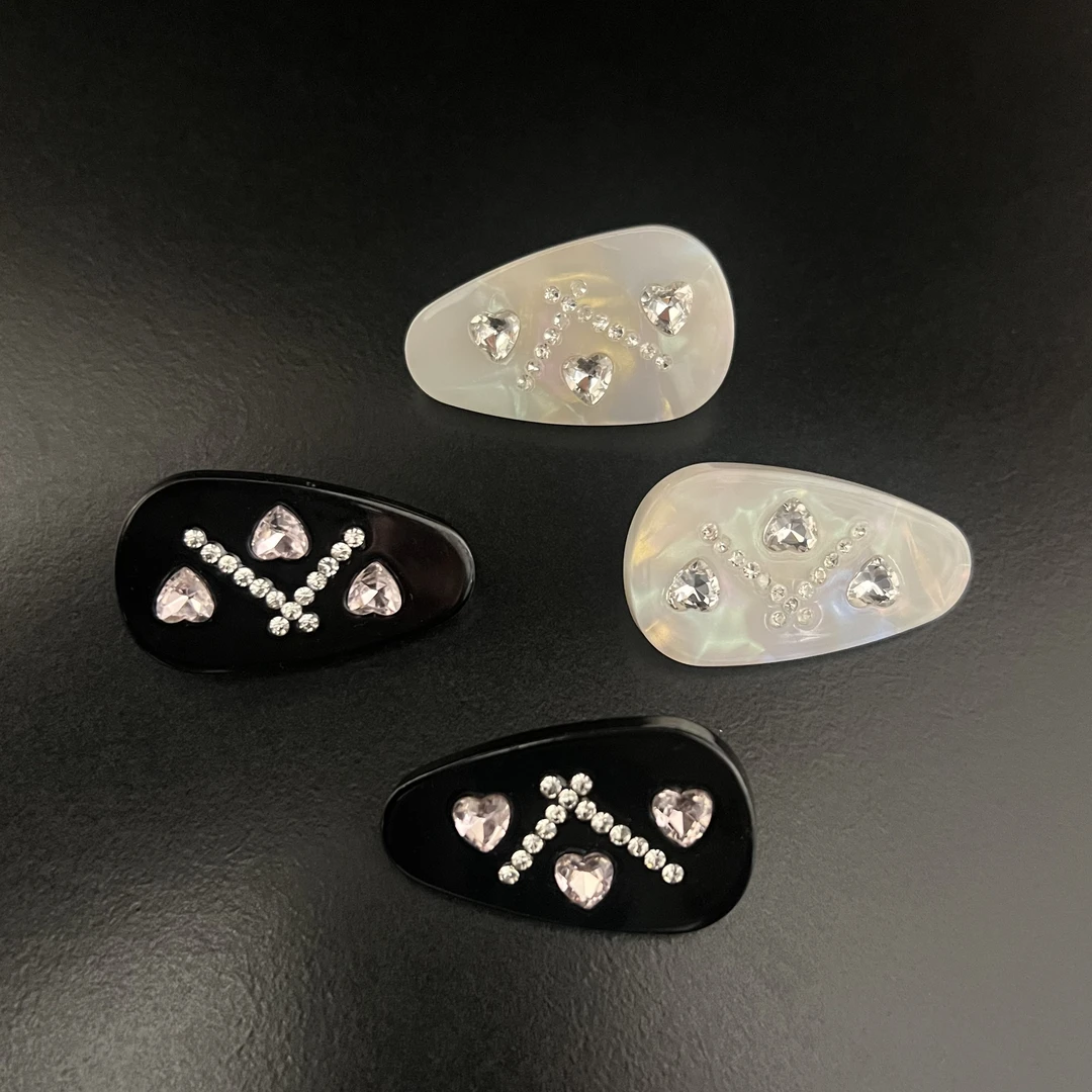 爱心镶钻边夹小号mini醋酸边夹