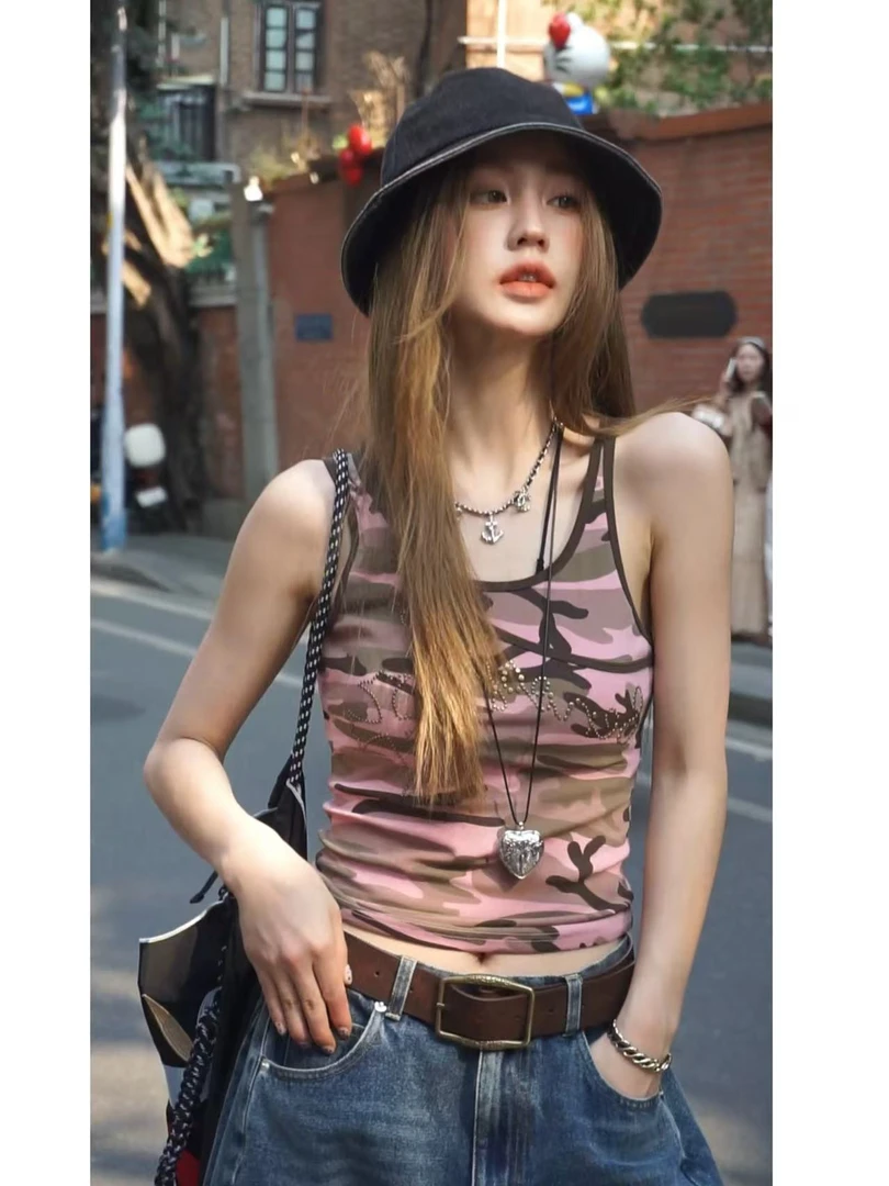 【迷彩金属背心】小众设计迷彩印花金属图案背心ZAN60505