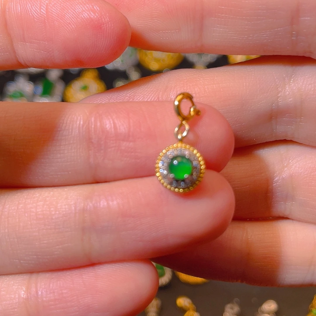 翡翠银S925镶嵌吊坠(不含链)