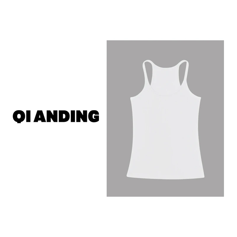 【QIANDING】2025年新款舒适百搭运动带胸垫吊带背心女背心25146