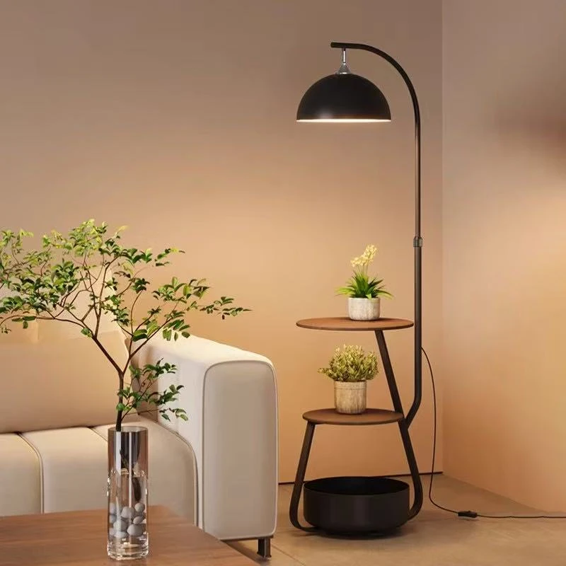 落地灯客厅沙发边置物茶几一体北欧书房奶油风卧室床头落地台灯