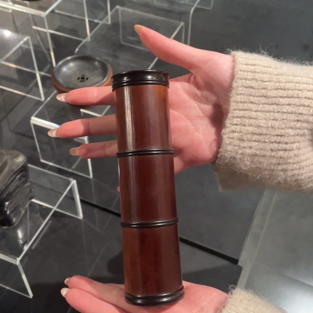 紫砂茶道老煤竹三节茶叶罐