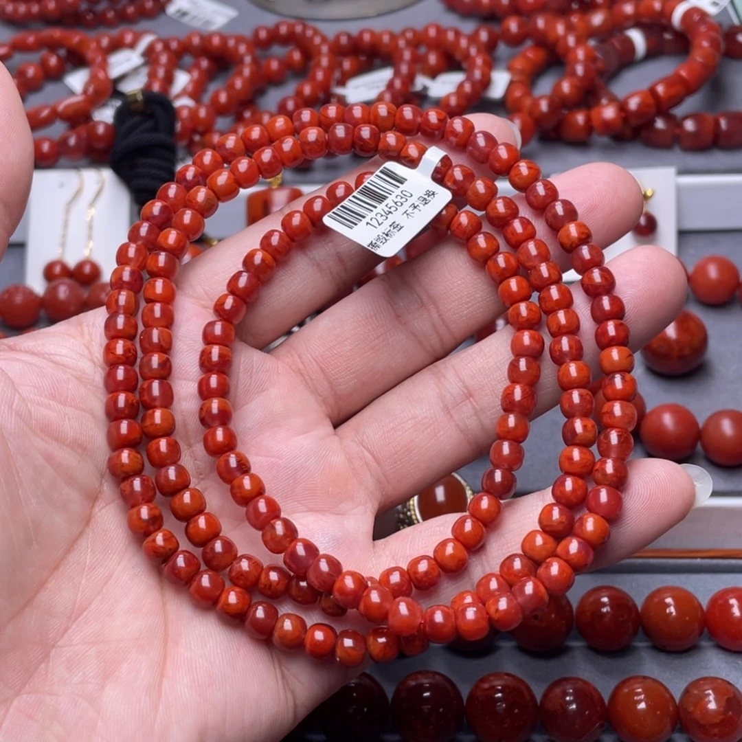 南红玛瑙未镶嵌南红玉石6mm瓦西牛血火焰纹老型108多圈手串