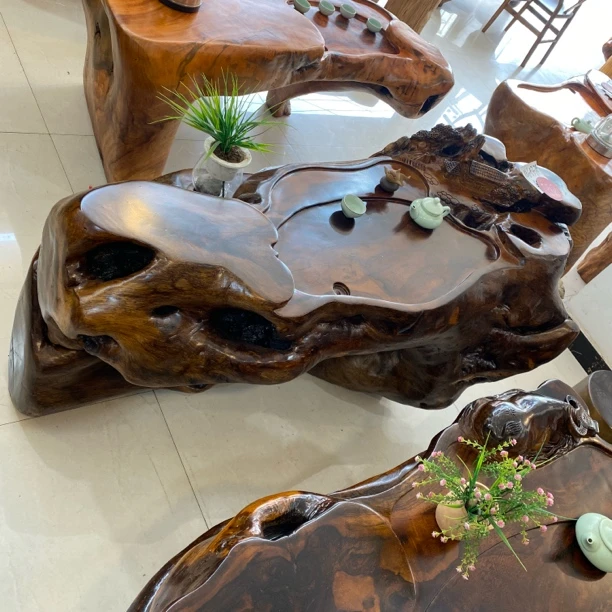 146-53-75不上楼茶桌根雕茶桌原木家用实木树根茶桌茶几