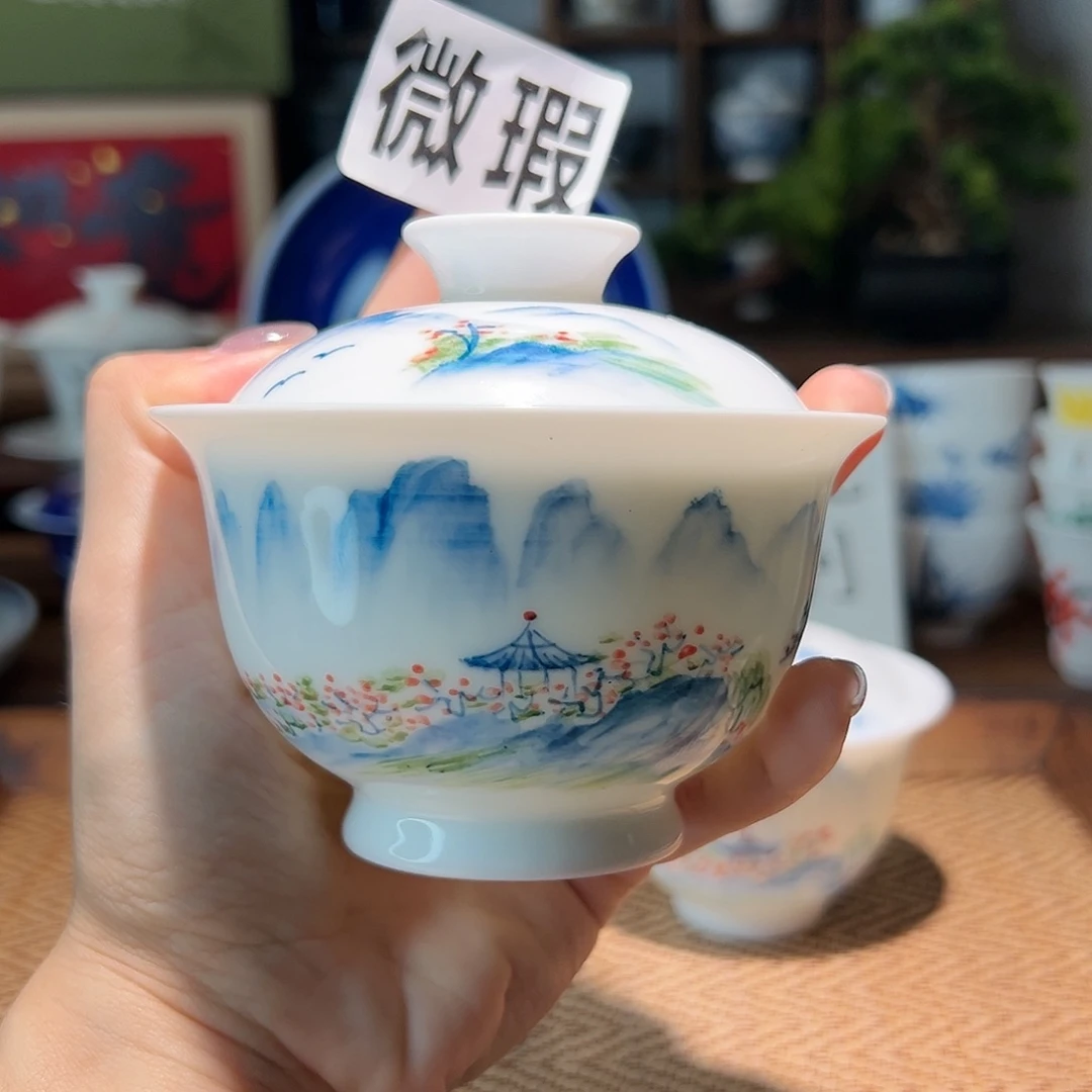 【闪购商品】微瑕 手绘 盖碗