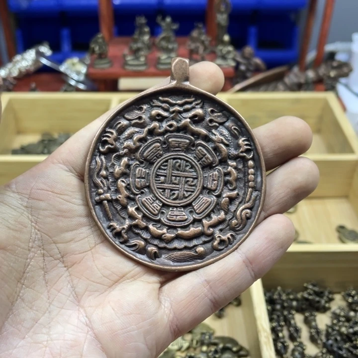 藏传紫利马九宫一个手工翻砂