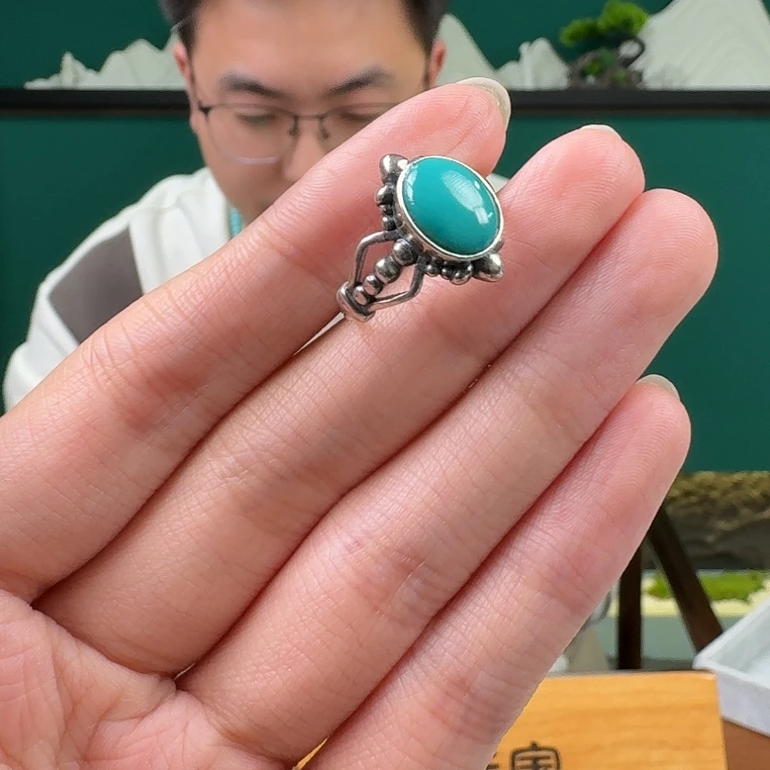 绿松石银S925镶嵌珠宝奇石55