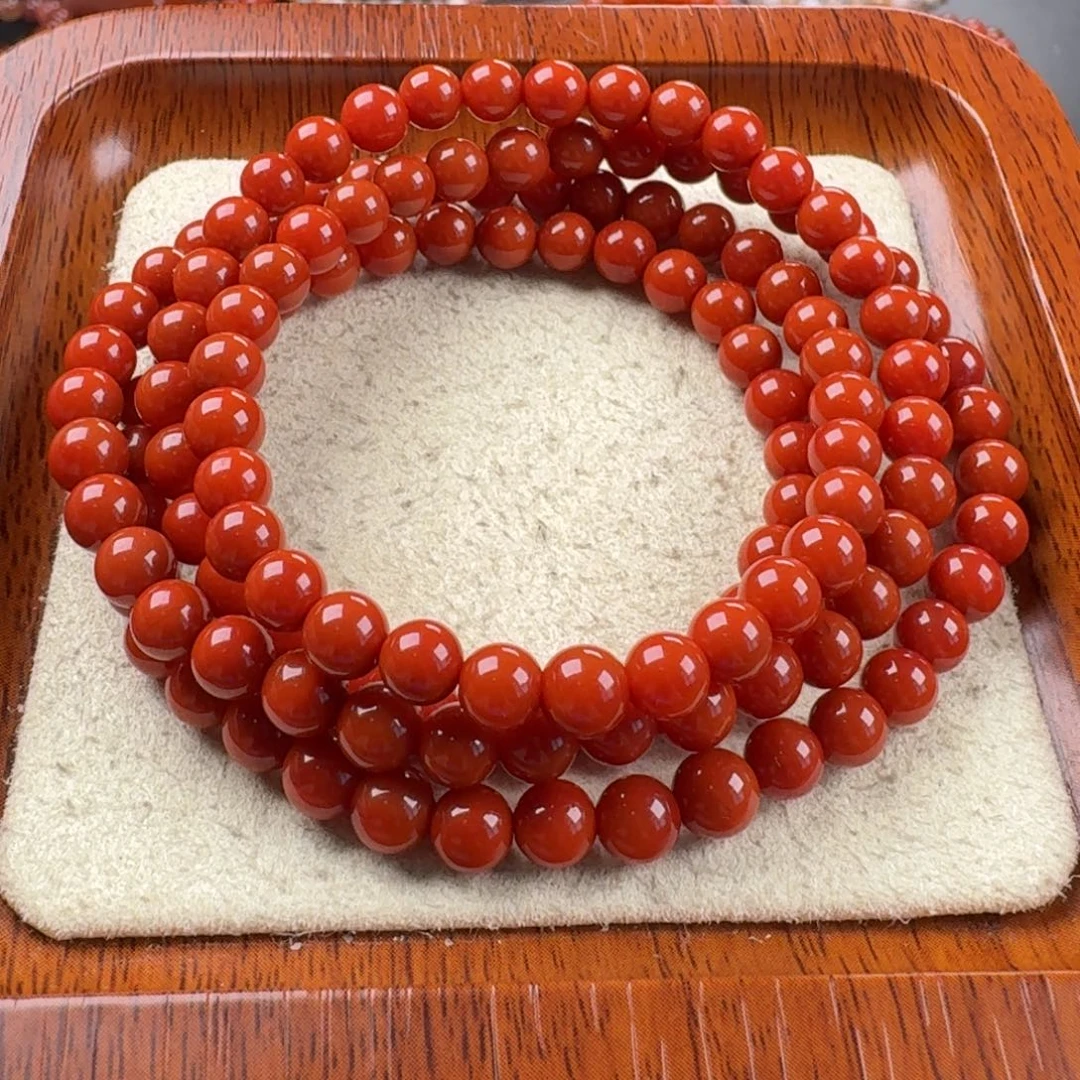 南红玛瑙未镶嵌圆珠多圈5+