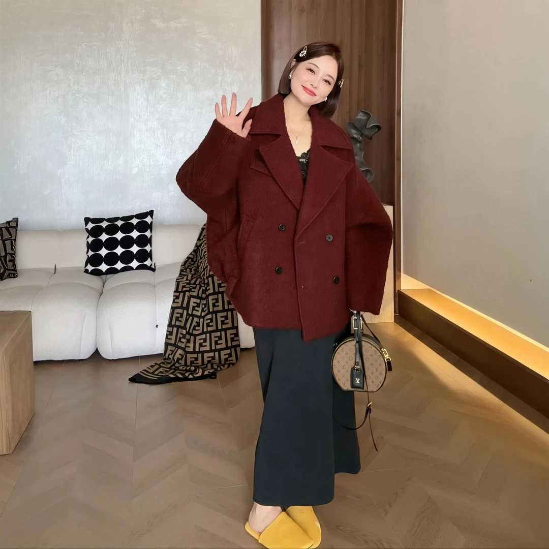 【伦敦画报】2025秋冬新款短款韩系毛呢外套气质小个子宽松韩版加厚