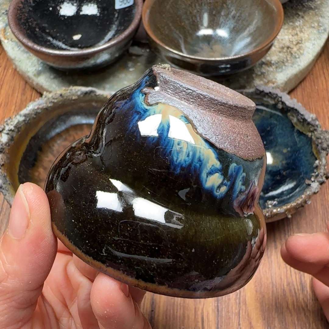 柴烧建盏茶盏茶杯158