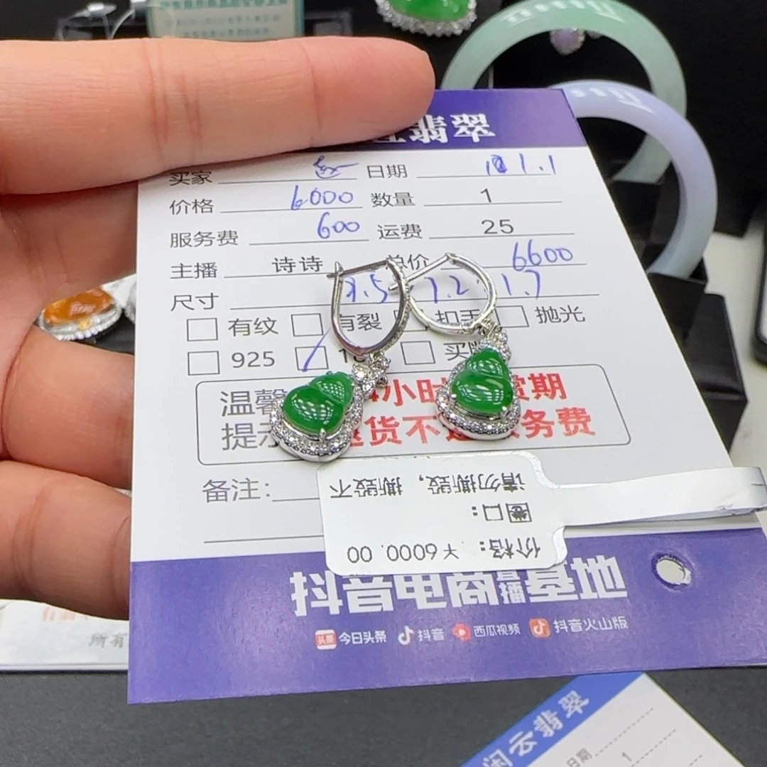 赵***赵翡翠18K金镶嵌耳饰翡翠耳饰