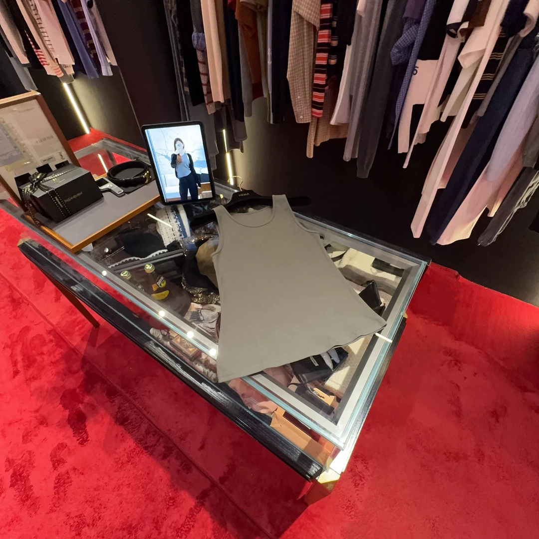 HM 25春夏 烟灰色罗纹针织背心#胸前刺绣#1289上新