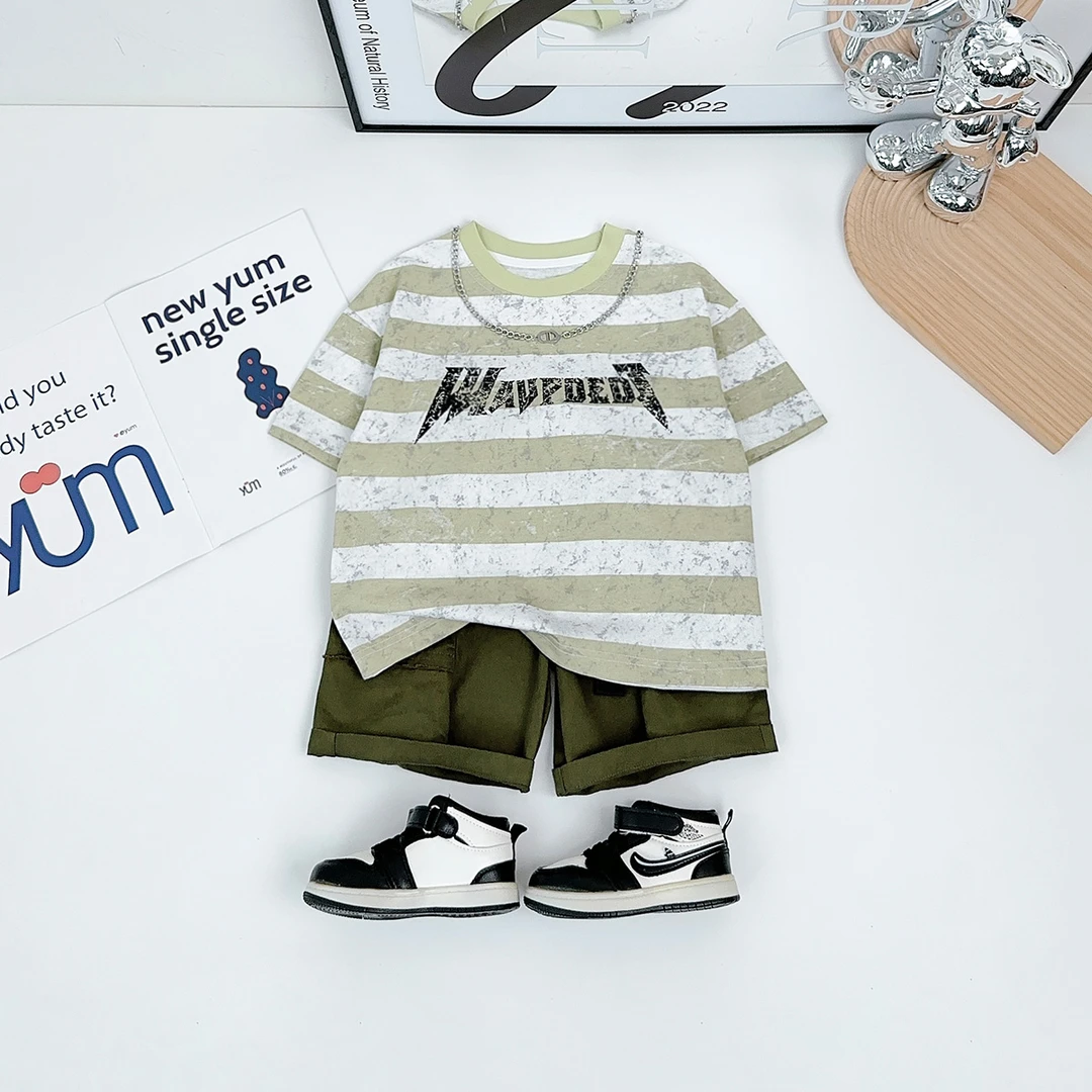 儿童套装夏季2025新款男童短袖两件套时尚潮BQ25276Z悠悠童话童装