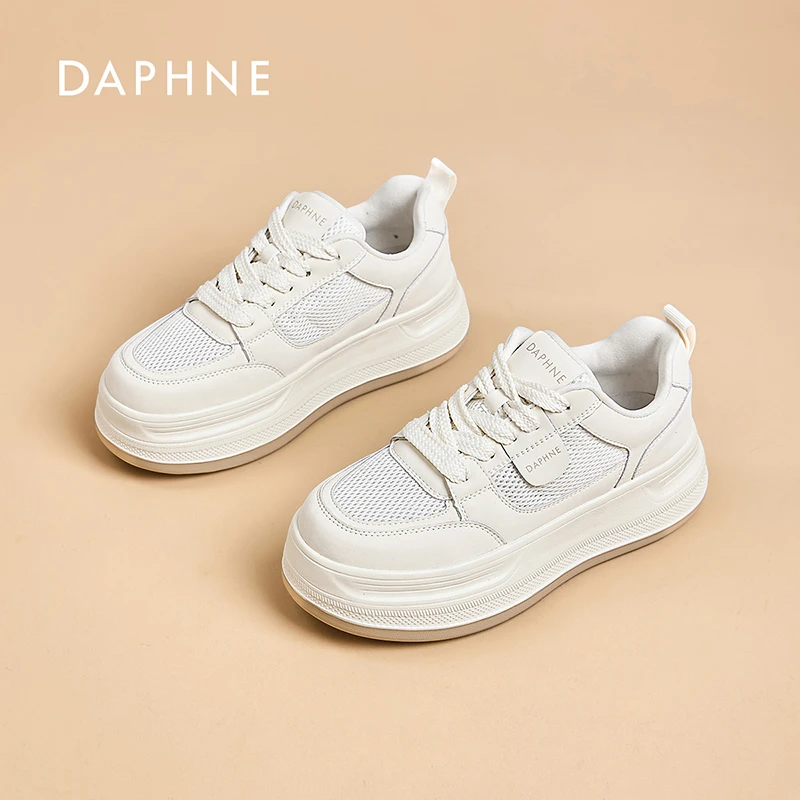达芙妮配裙子厚底小白鞋女2025新款夏季透气百搭运动单网休闲鞋M