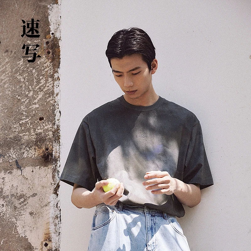 【商场同款】速写男装2025夏新品H型圆领宽松短袖T恤9P4112010