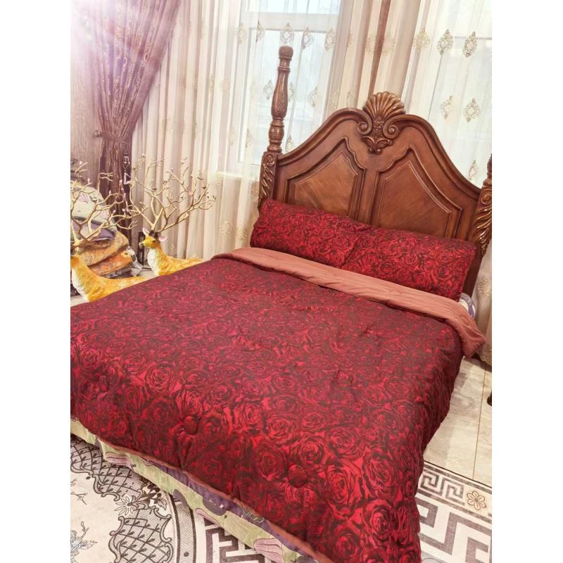 （黑金玫瑰）220cm*240cm 纯棉加大加厚保暖可机洗大豆被