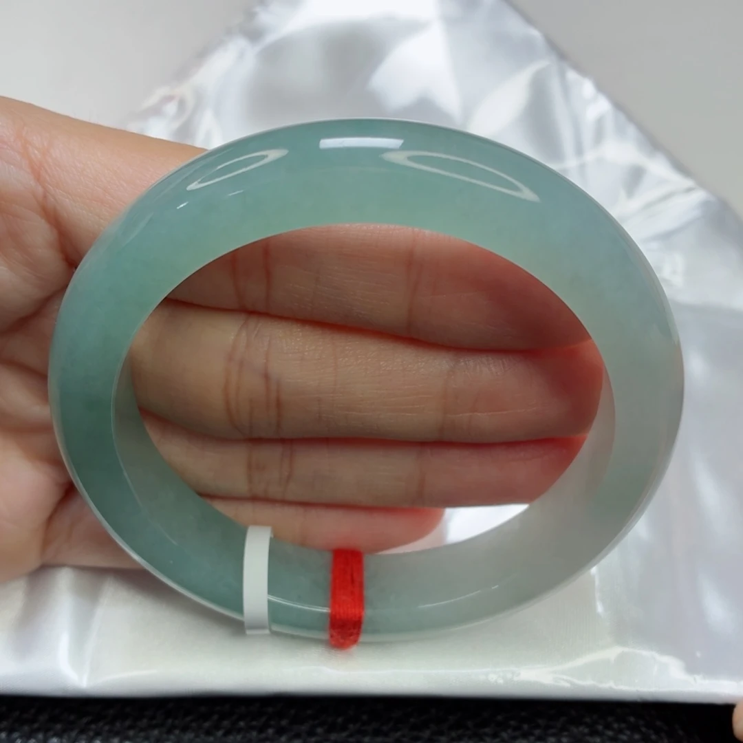 未镶嵌手镯翡翠老坑58圈冰起光渐变湖水蓝013