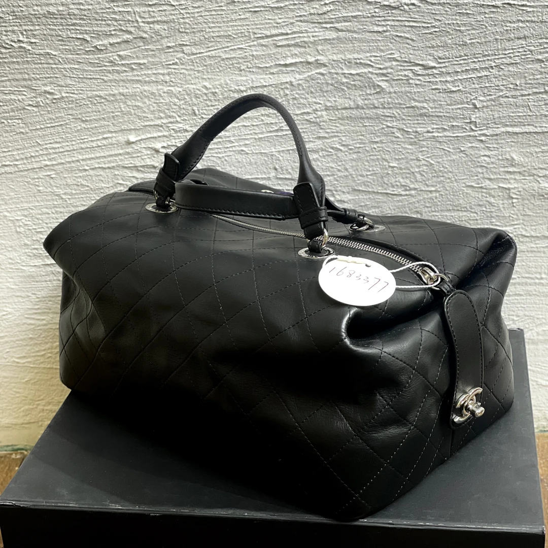 95新 Chanel/香奈儿 夏七中古/黑银双C行李包手提单肩包1683377
