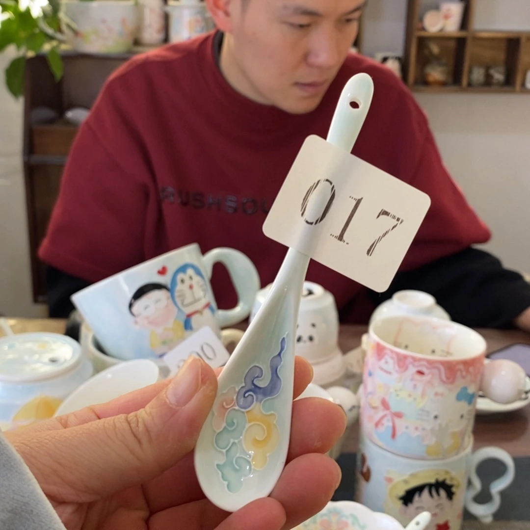 薄***夏瓷片景德镇釉下彩手绘