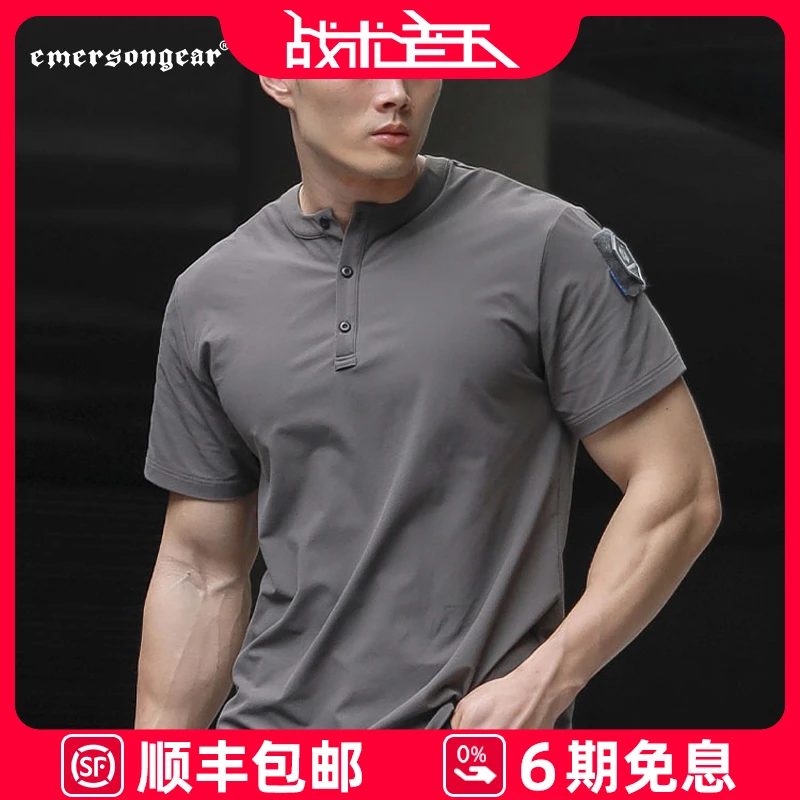 爱默生岩雀POLO衫男亨利领短袖T恤夏季宽松商务休闲弹力美式半袖