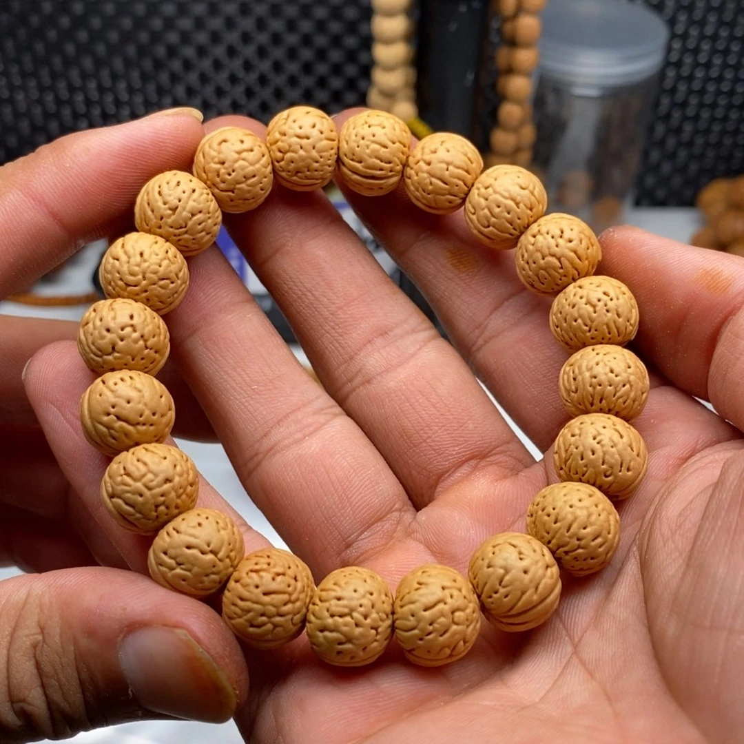 文玩核桃手串凉*金丹桃核手串13.7