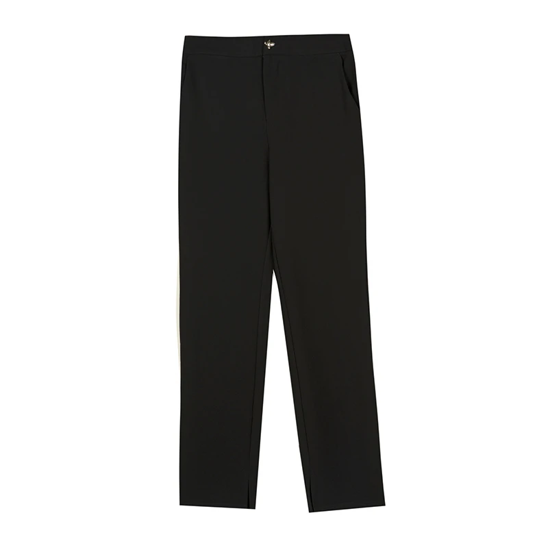 Lagogo/拉谷谷开叉喇叭裤西装裤夏季女装轻奢气质微喇百搭优雅风