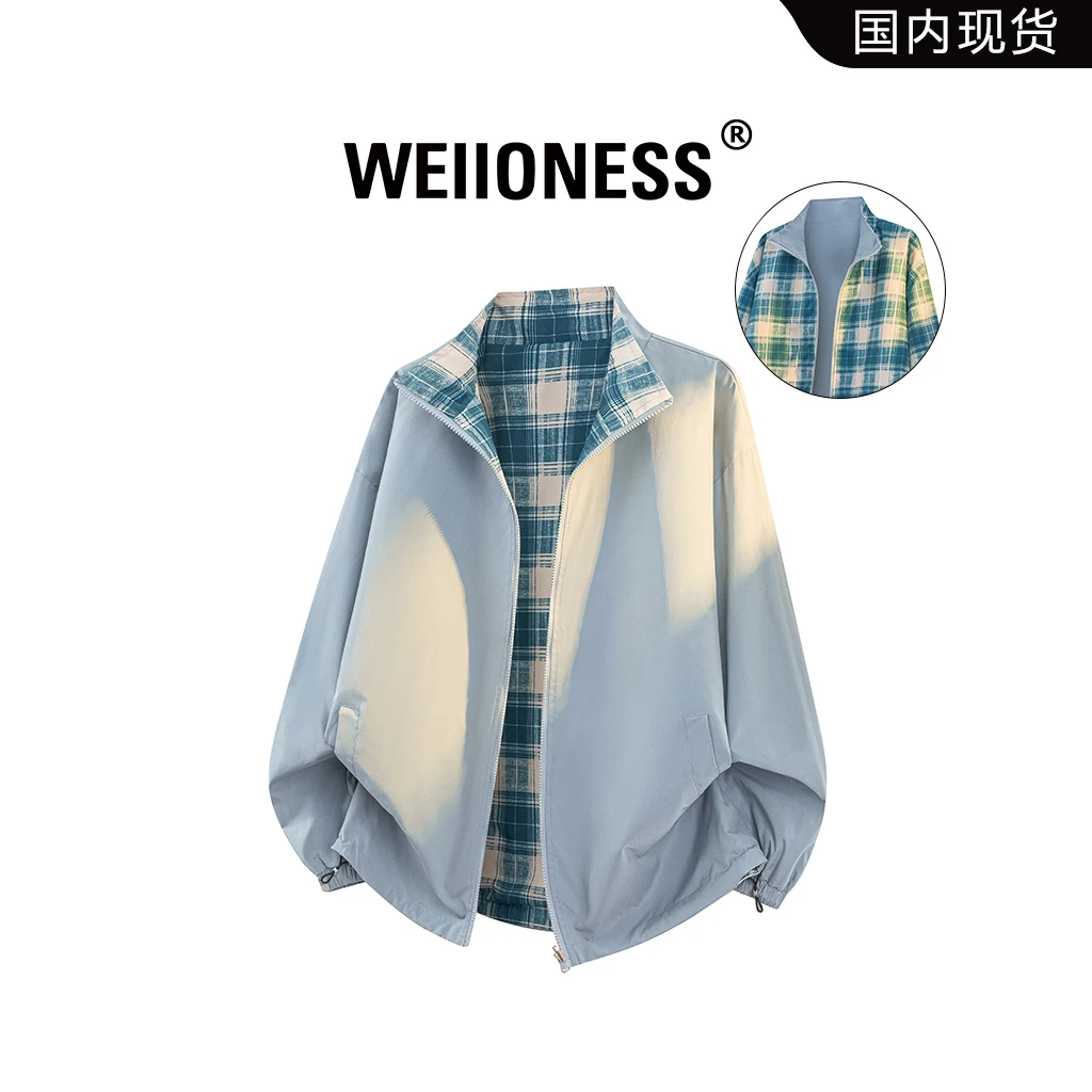 WEIIONESS复古潮流夹克男秋季翻领宽松休闲工装可双穿高级感外套