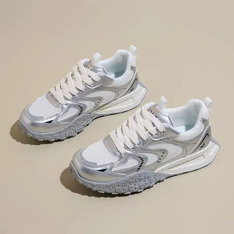 907-1小白鞋女2025春季新款运动休闲鞋复古厚底板鞋百搭轻便时尚