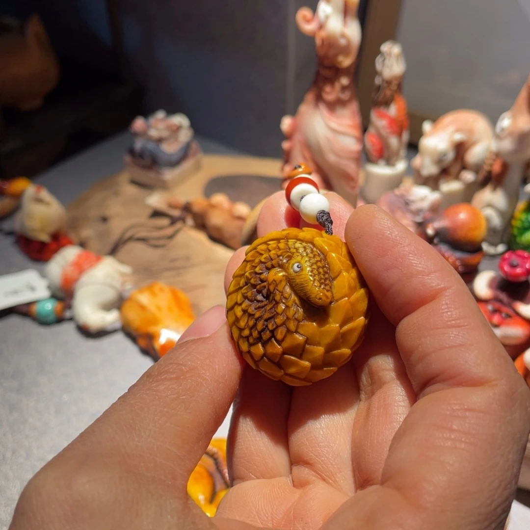 平***心木方颜竹木艺术把件