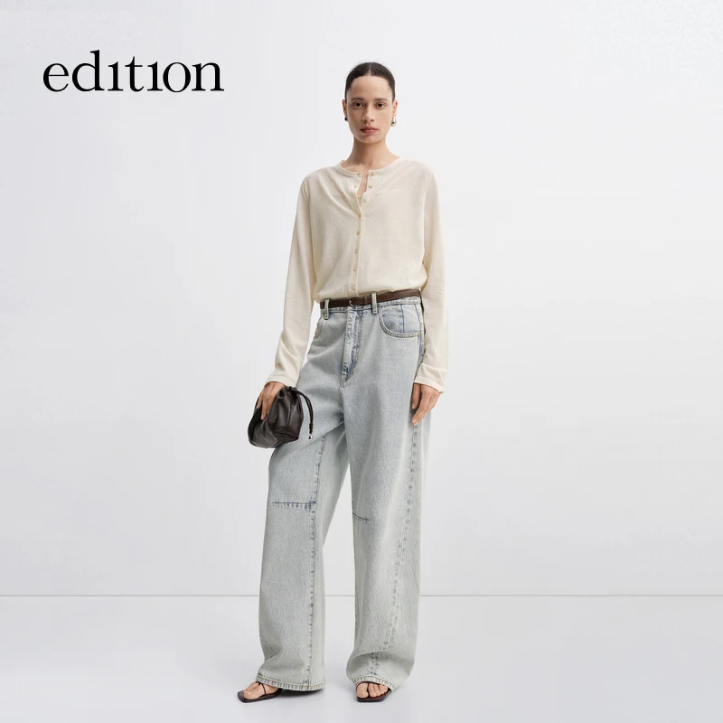 【商场同款】edition2025秋季新款浅蓝色弯刀牛仔裤#EBE3JEN001