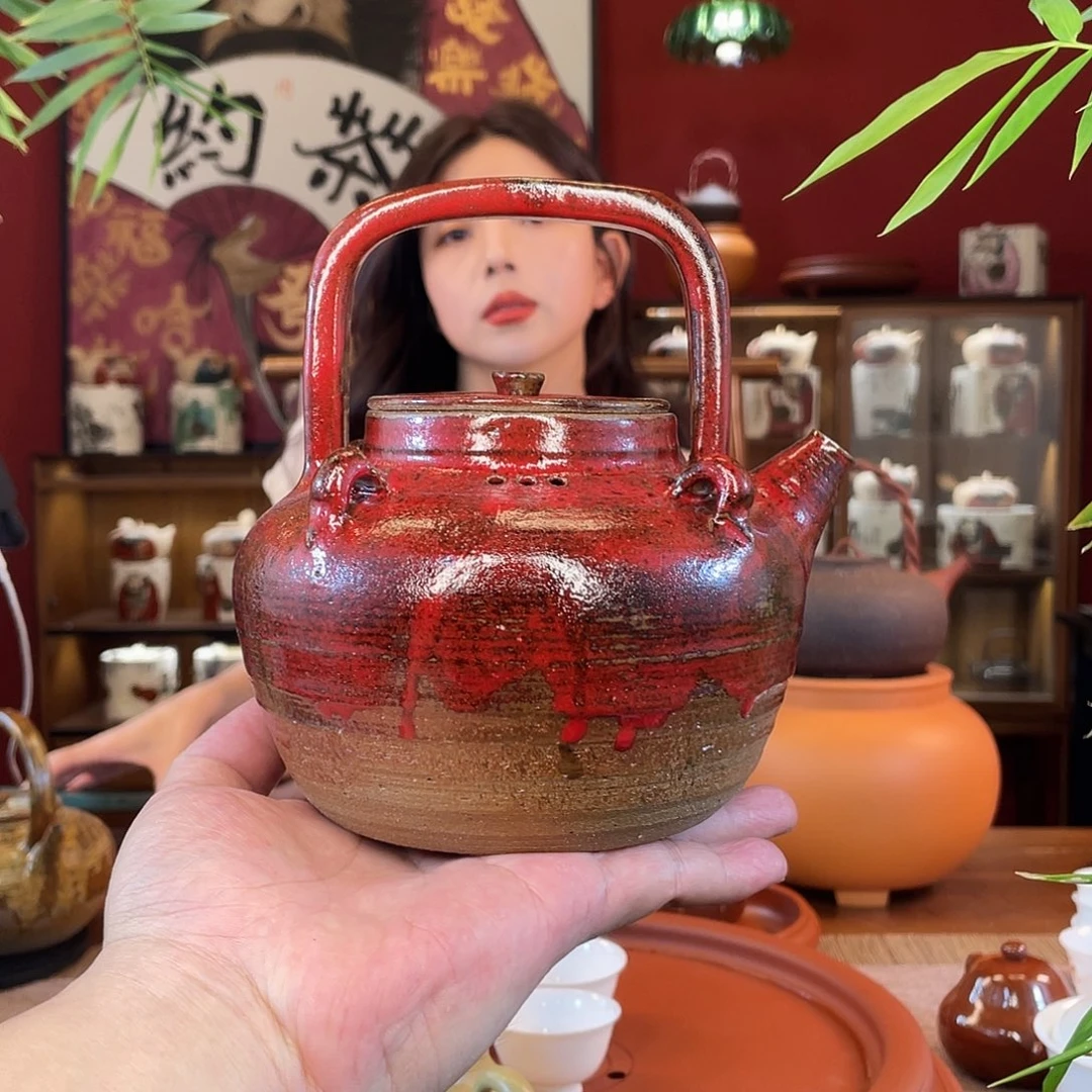 未***你茶壶紫砂純手工壺紅色