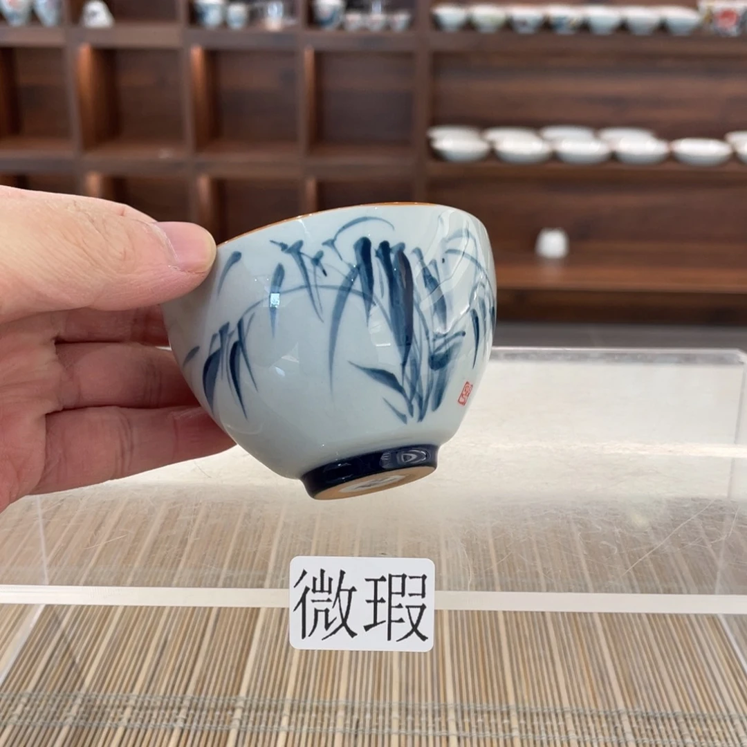 釉下手绘茶具微瑕