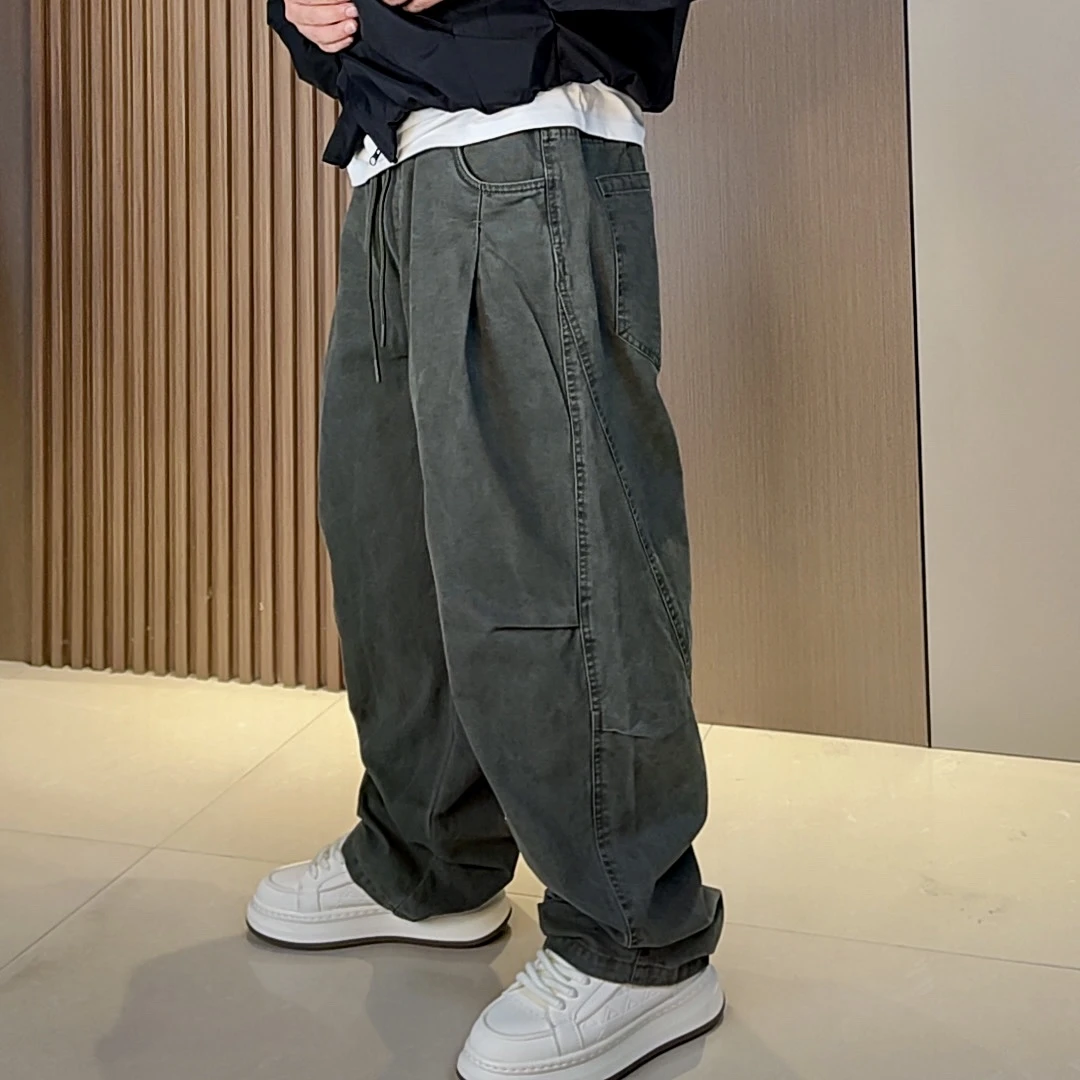 133-1#秋冬工装裤休闲裤长裤抽绳男防风伞兵裤潮流阔腿裤