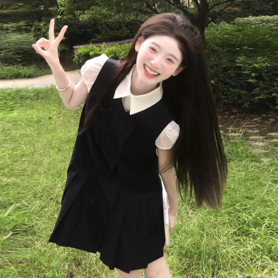 小个子黑色无袖背心连衣裙子女夏季2025新款学院风气质高级感短裙