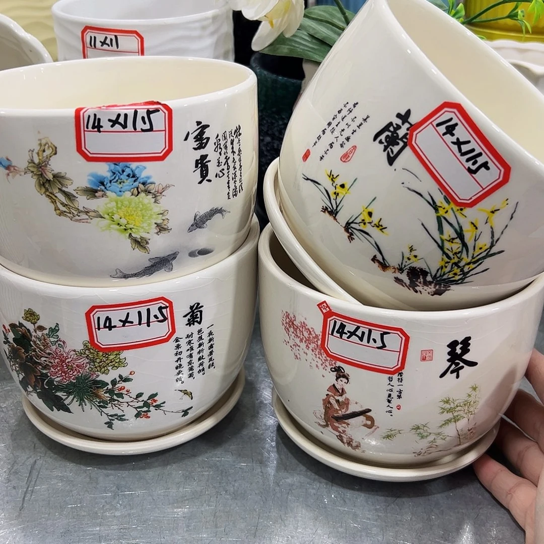外贸尾单陶瓷花盆凑10米包邮