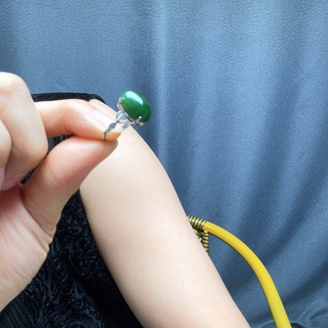 和田玉戒指银S925镶嵌