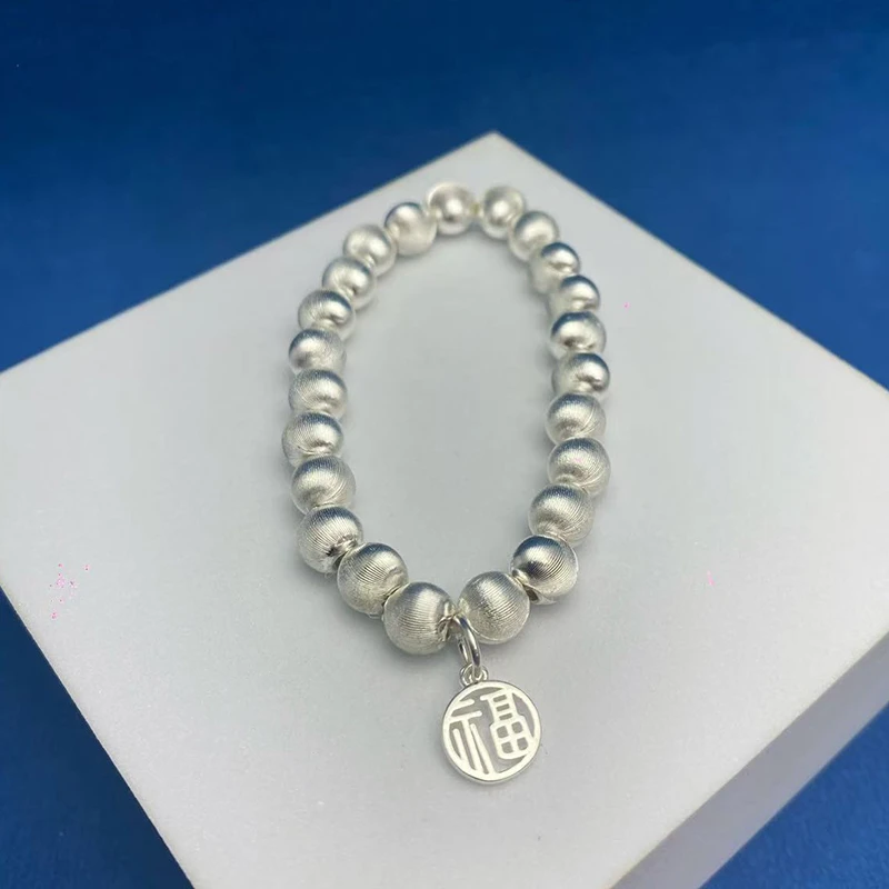 足银手镯 5号 足银999.9 镭射猫眼招财纳福旺桃花轻奢送闺蜜手链