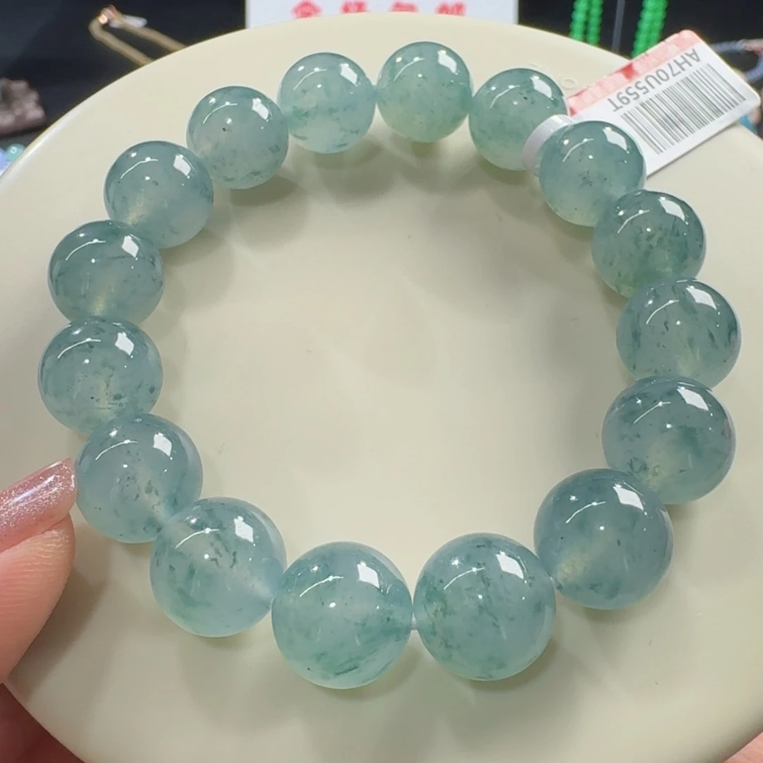 未镶嵌手串翡翠海蓝之谜！霸气飘蓝花卡12.6