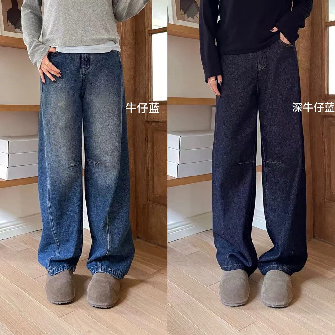 裂渡宣宣【挚爱好穿】微胖大码女秋分割双版本磨毛牛仔裤ZY508V52