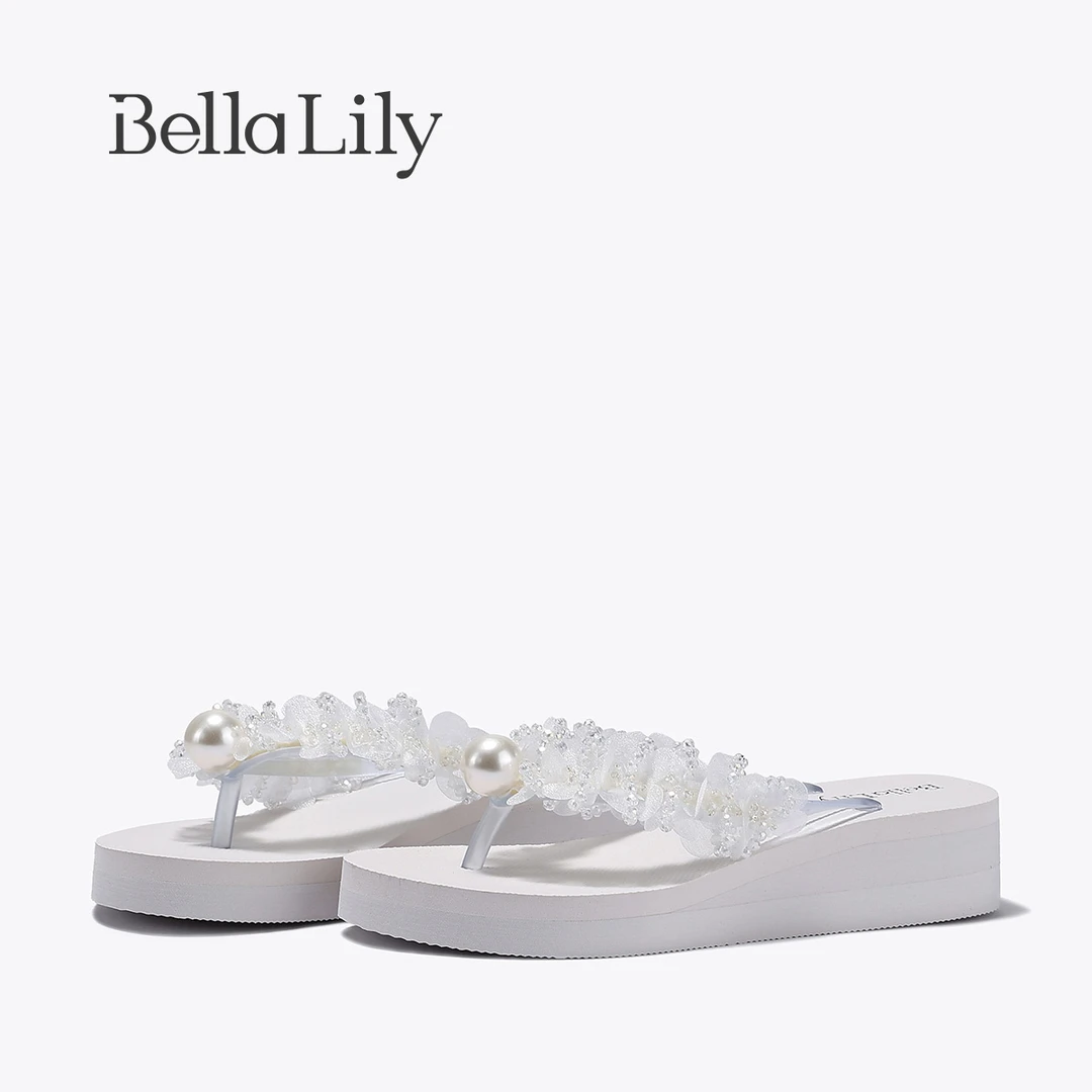 BellaLily2025夏季新款气质度假风夹趾拖舒适沙滩凉拖厚底人字拖