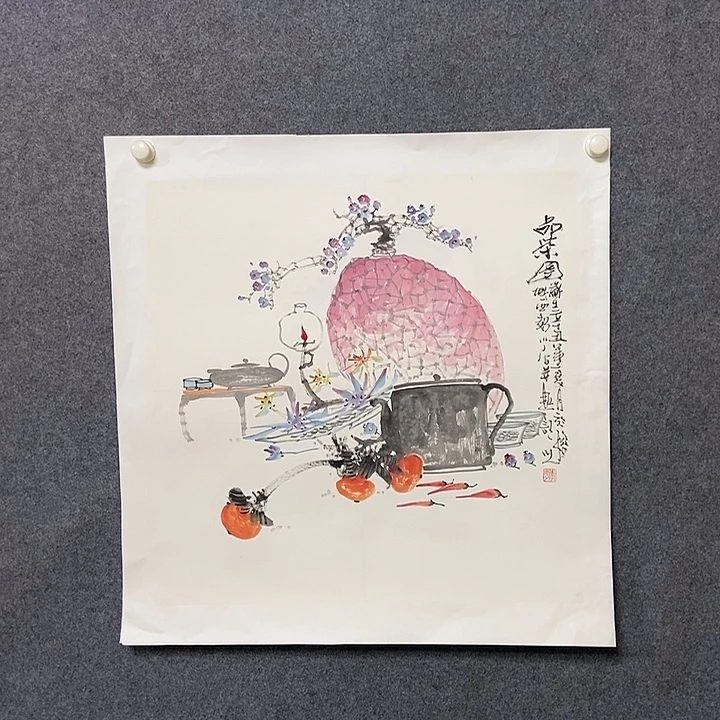 国画四尺斗方花鸟一幅