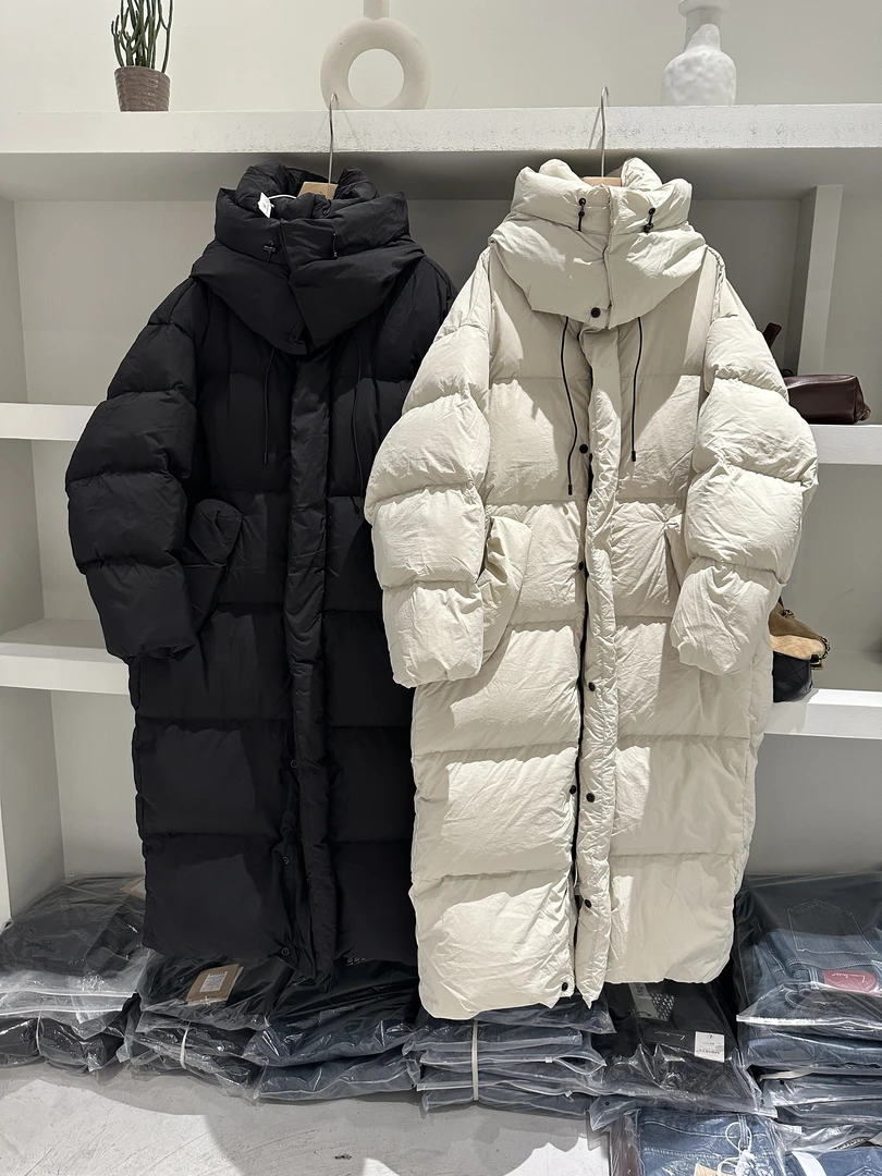 080立领连帽大被子款纯色拉链宽松厚款长款白鸭绒休闲时尚