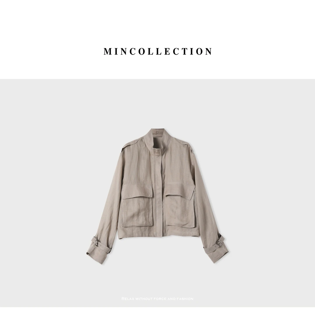 DE Mincollection大口袋苎麻外套/复古工装风全苎麻衬衫外套40584