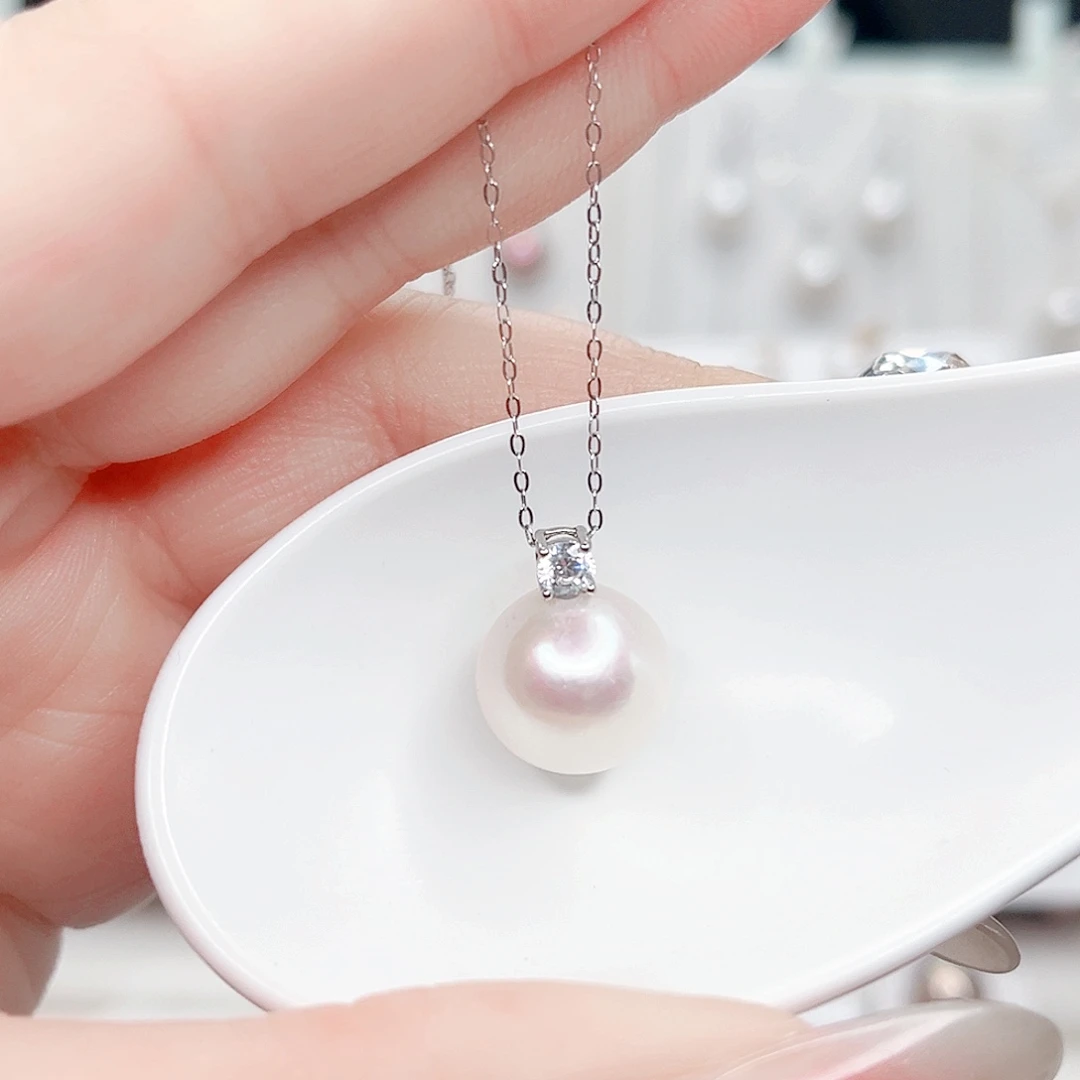 银S925镶嵌淡水珍珠吊坠(不含链)