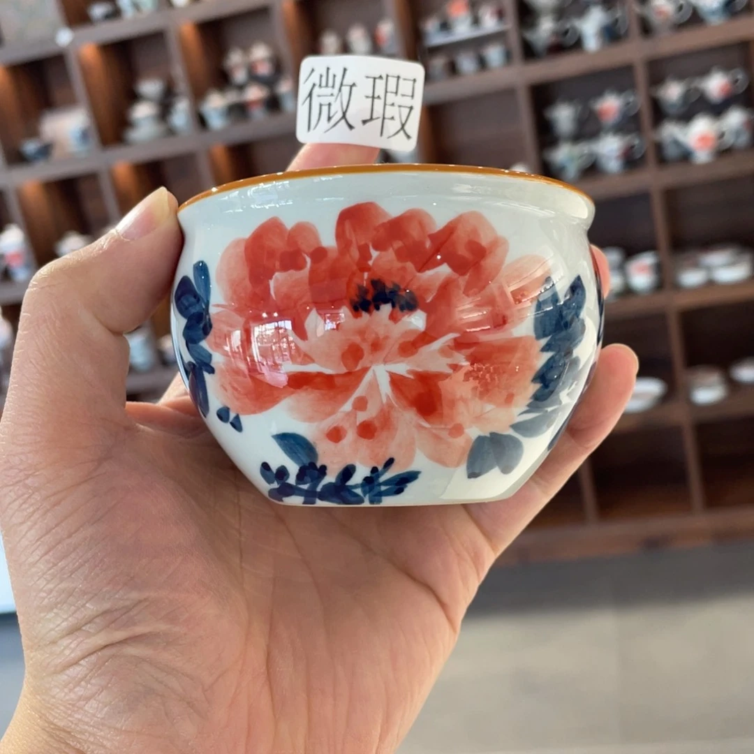 釉下手绘茶具微瑕