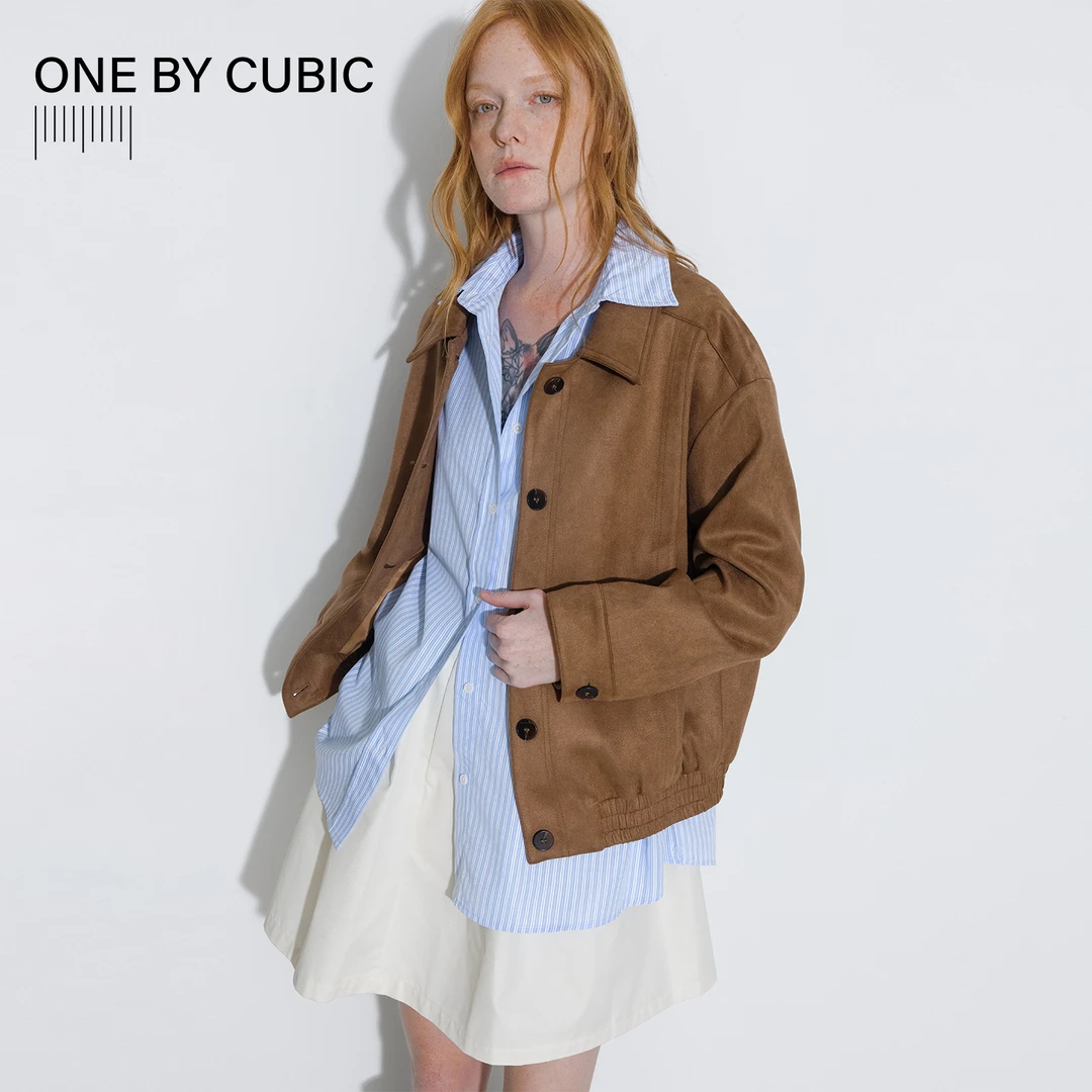 CUBIC【ONE系列】雅丹风小翻领宽松落肩纽扣式复古休闲外套