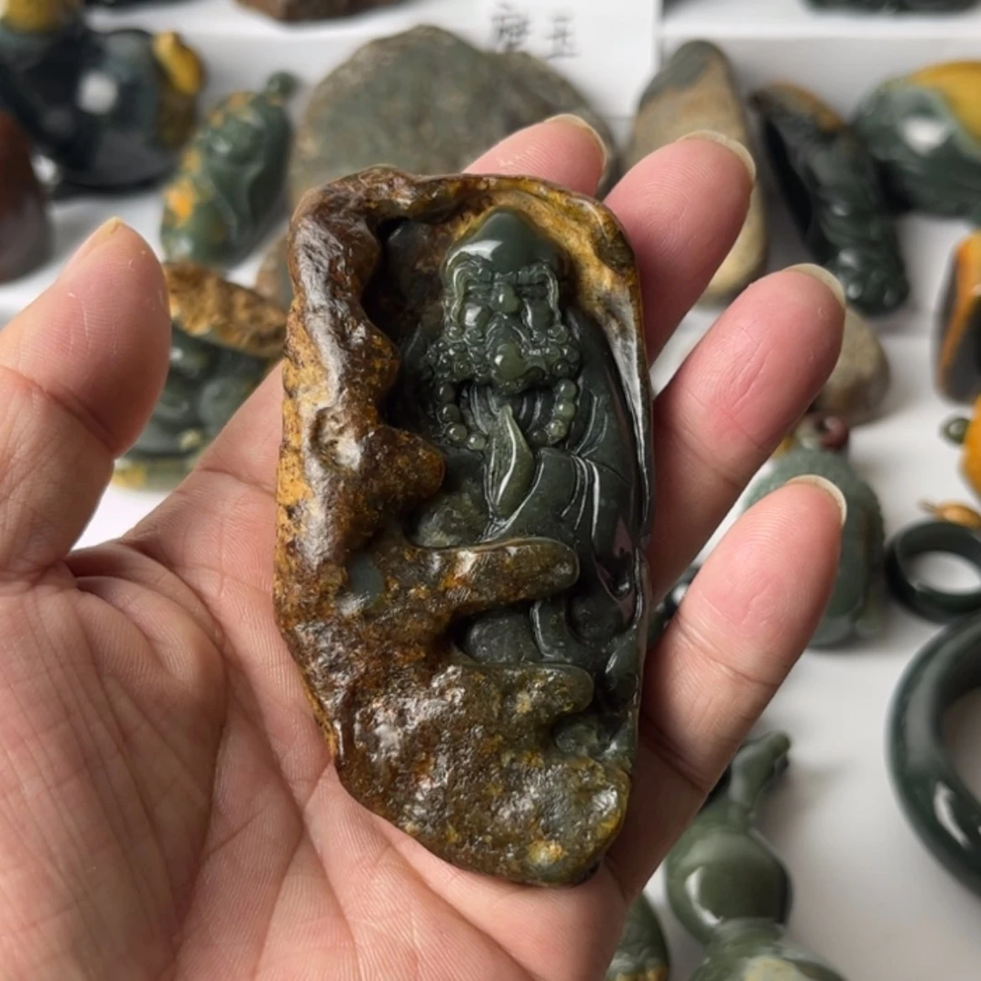 【闪购商品】岫岩河磨玉（透闪石质玉）把件未镶嵌用****8