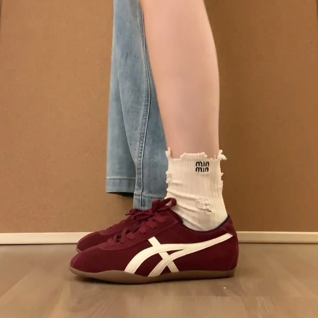 红色复古德训鞋女2025新款秋冬百搭平底休闲运动板鞋软底阿甘鞋子