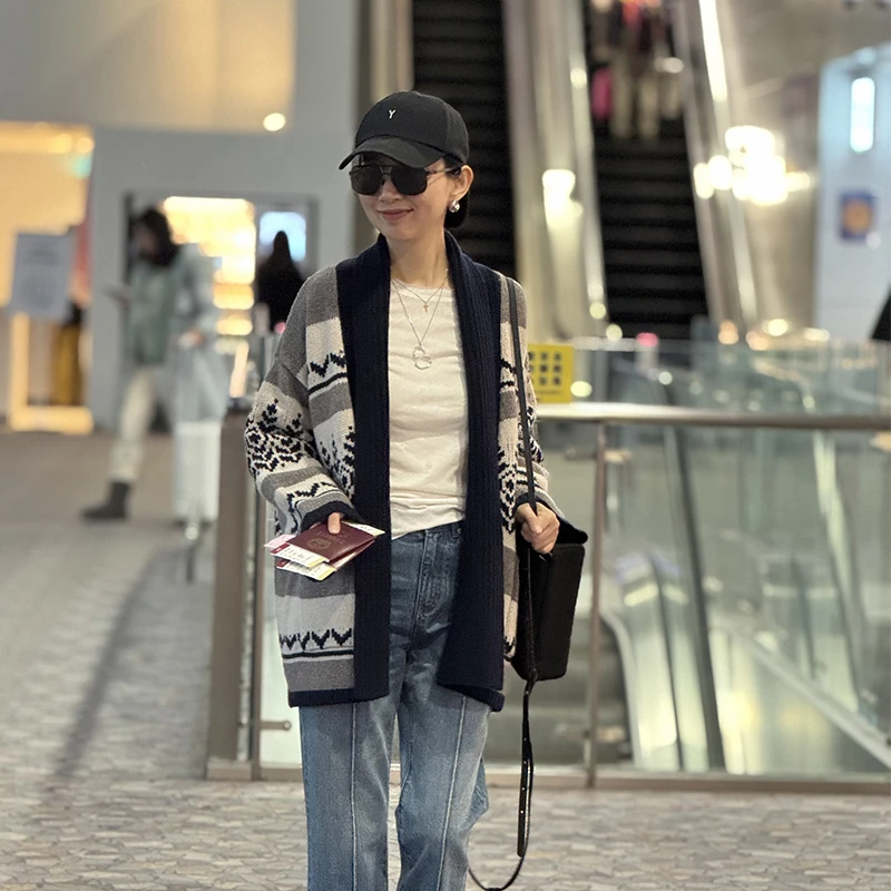 爱尔兰格调粗棒针100%全羊毛针织提花开衫(配送腰带)