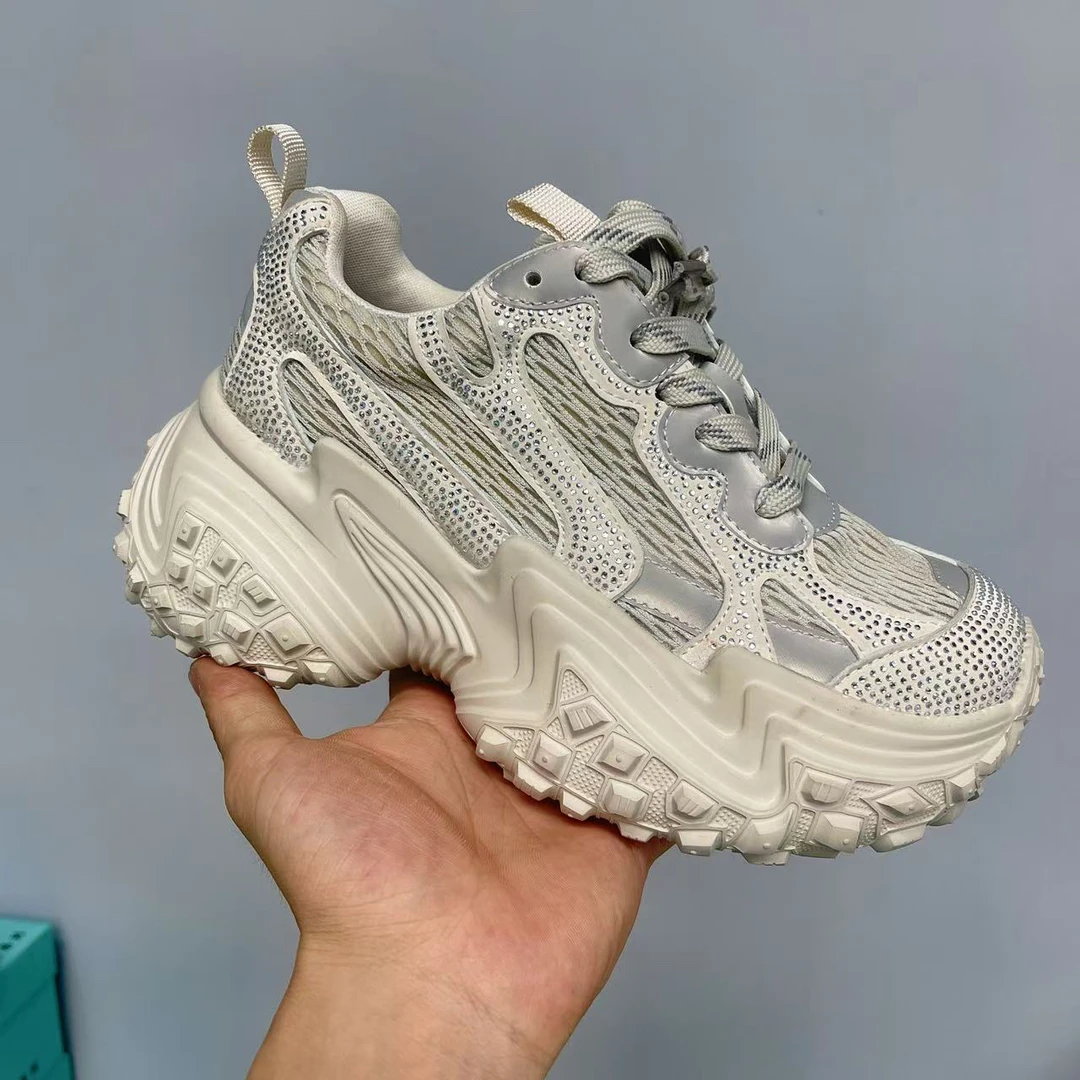 001真皮厚底网面休闲潮流老爹鞋女